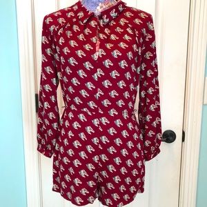 Forever 21 Horse Print LS Romper Sz S Super Cute
